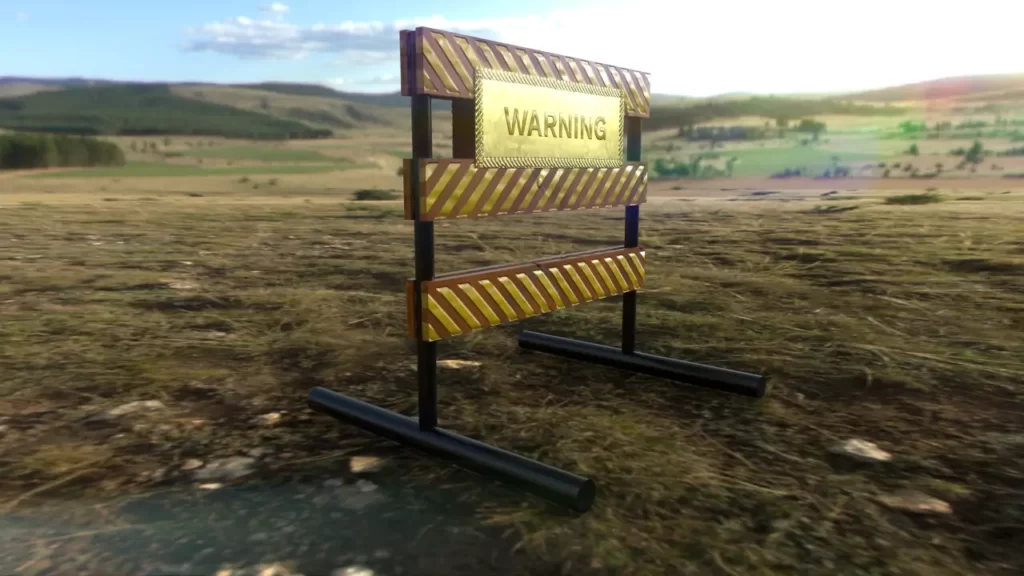 Render of a red and yellow road sign