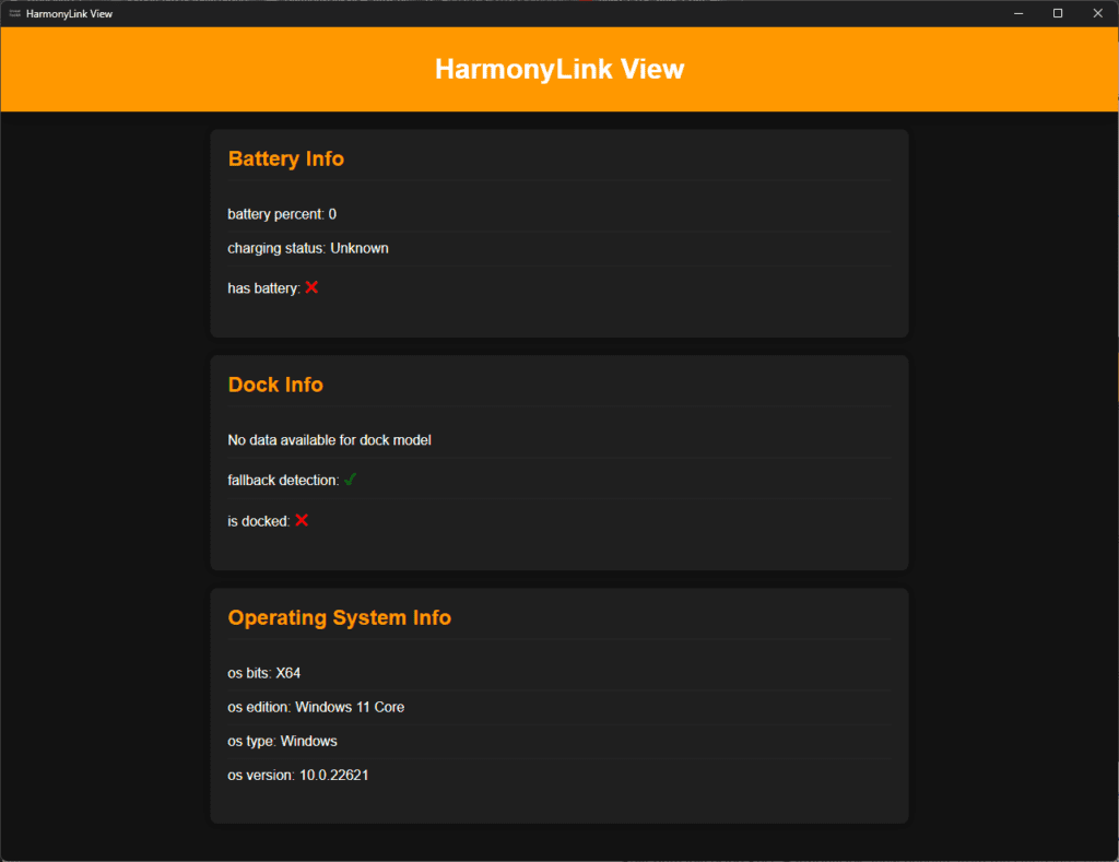HarmonyLink: View user interface